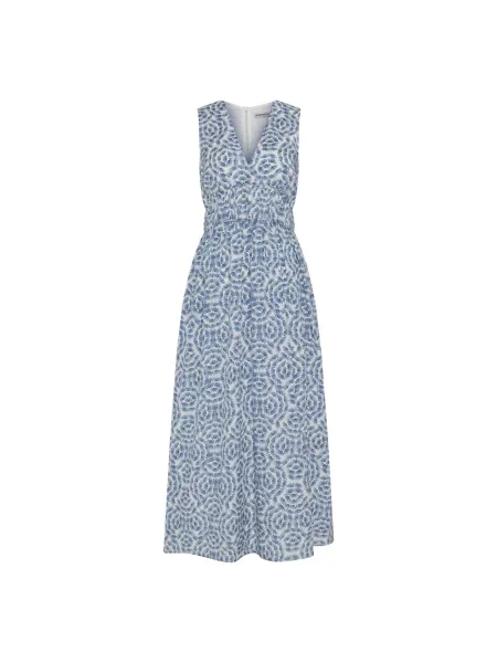 Sukienka midi Drykorn w kwiatki do kolan na ramiączkach niebieska