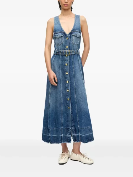 Rochie din denim Ganni de costum albastru
