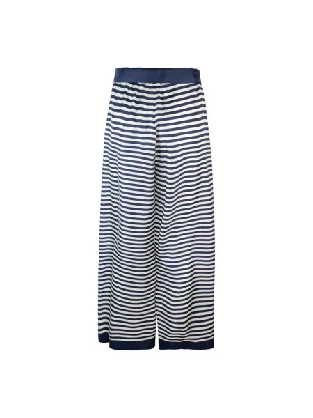 Lniane spodnie Max Mara niebieskie