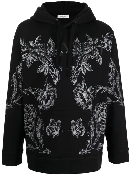 Hanorac cu glugă Valentino Garavani cu model floral cu imagine negru