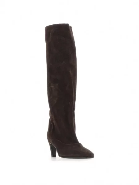 Μποτάκια Strategia Shoes σουέντ με τετράγωνη μύτη καφέ