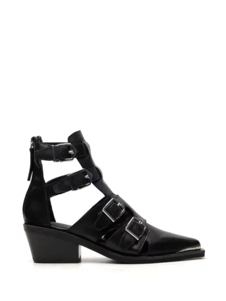 Botine Free People din piele cu cataramă negru