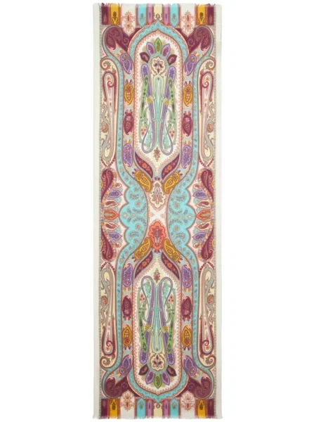 Fular Etro cu imagine cu model paisley din jacard roz