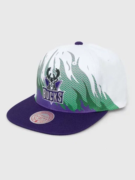 Шапка с козирка Mitchell&Ness MILWAUKEE BUCKS с десен бяло