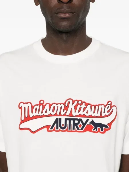Tricou Maison Kitsune cu imagine alb