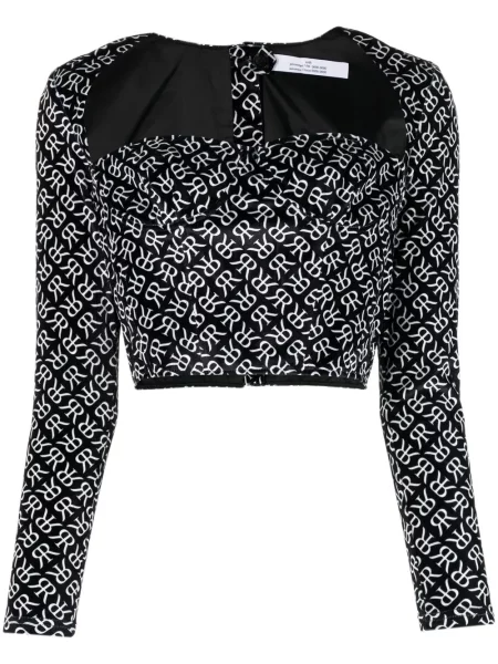 Bluzka Rokh z nadrukiem z gorsetem czarna