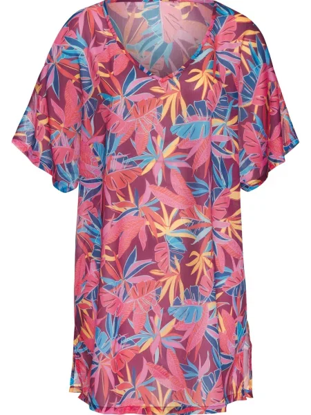 BUFFALO Rochie de plaja azur ciclam / roz galben