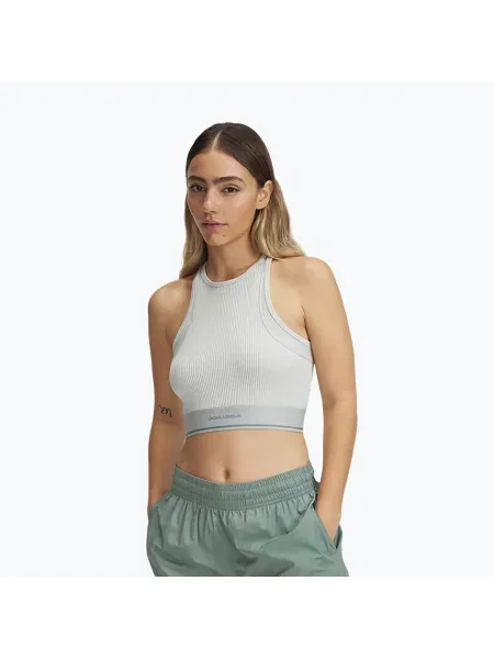 Top de antrenament pentru femei Under Armour Meridian Rib Branded Tank hydro green/silica green verde
