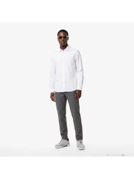Lacoste Koszula O Wąskim Kroju Z Kołnierzykiem Na biała