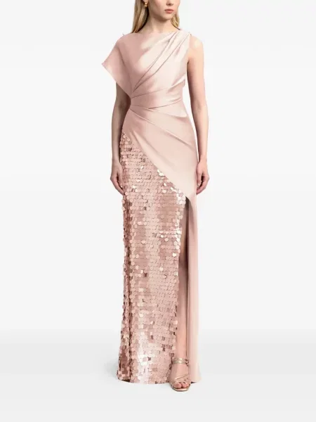 Sukienka maxi Gemy Maalouf z cekinami asymetryczna różowa
