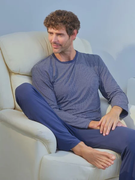 Zd ZERO DEFECTS Pijama lungă Modal Gentle winter pyjama set' albastru