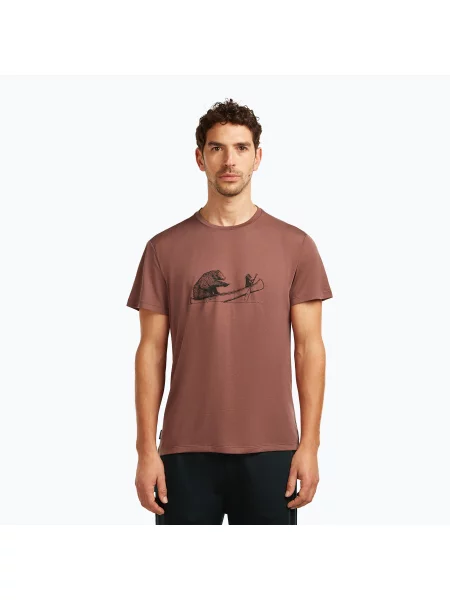 Tricou pentru bărbați icebreaker Merino Core Canoe Companions carob