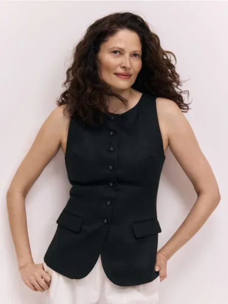 Reserved Vestă din in negru