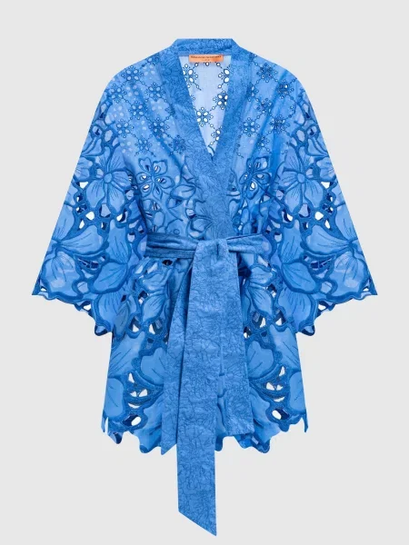Ажурная блузка Ermanno Scervino Life с вышивкой синяя