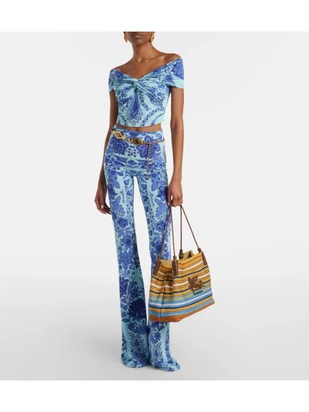 Top Etro cu imagine din jerseu albastru