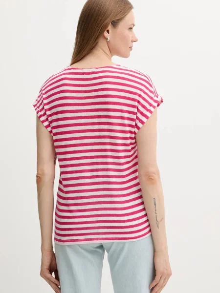 Tričko s příměsí lnu United Colors of Benetton růžová