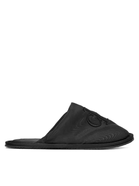 Calvin Klein Jeans Пантофи Slipper Satin Moire черен