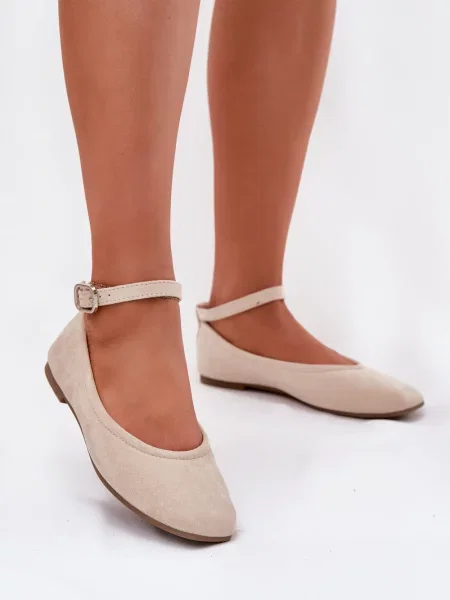 Balerinke Boto iz semiša z zaponko bež