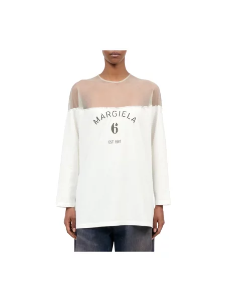 Sweter Mm6 Maison Margiela z dżerseju z logo biały