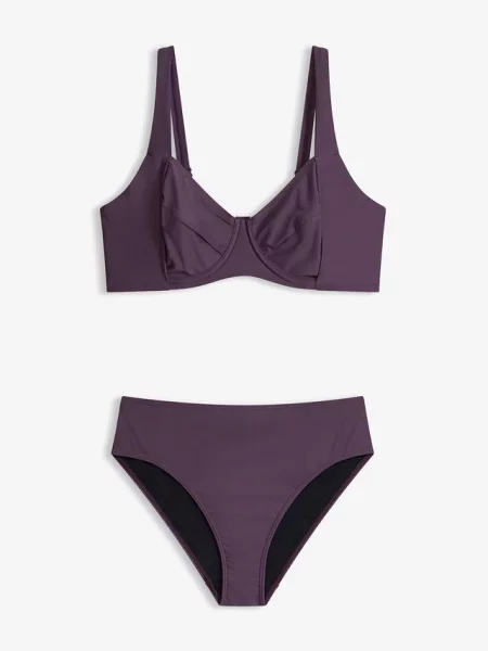 Bikini minimizer z figami z wysokim stanem lekko modelującymi sylwetkę komplet fioletowe