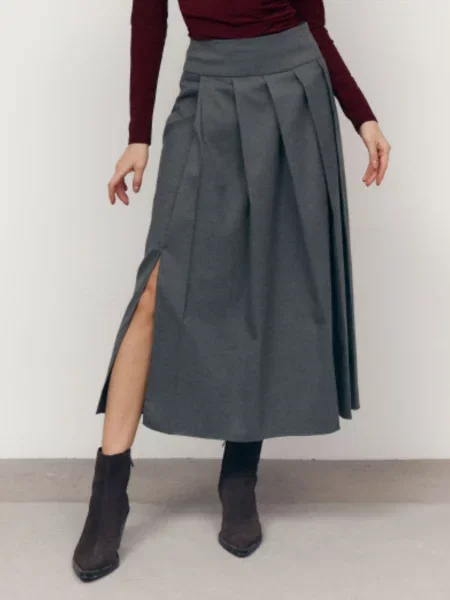 Спідниця міді Lilove бавовна/вовна сірий