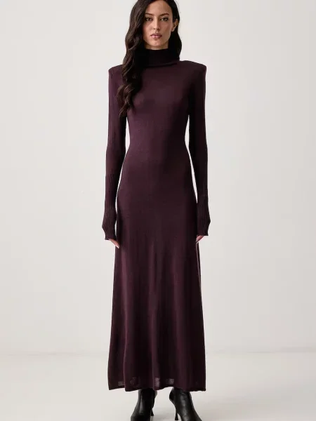 Pinko rochie tricotată din lână violet