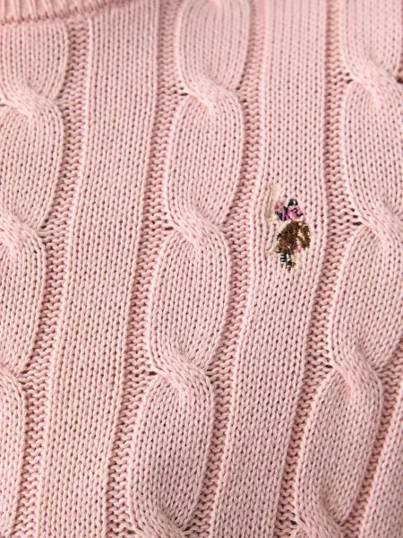 U.S. Polo Assn. пуловер дамски от CREW NECK CABLE розово