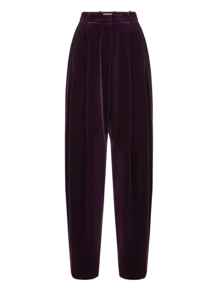Pantaloni Nina Ricci de catifea plisate violet