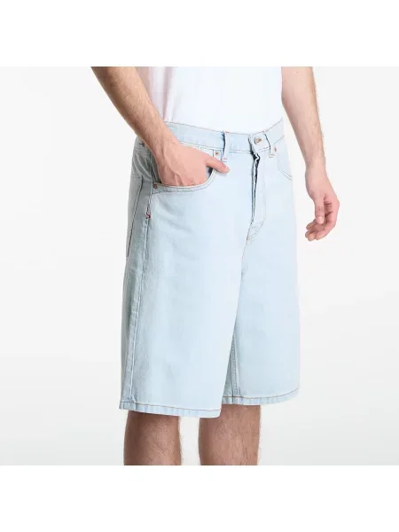 Kockované džínsové šortky Vans modrá