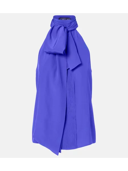 Top Tom Ford de mătase albastru