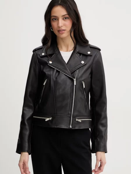Kurtka skórzana Twinset czarna