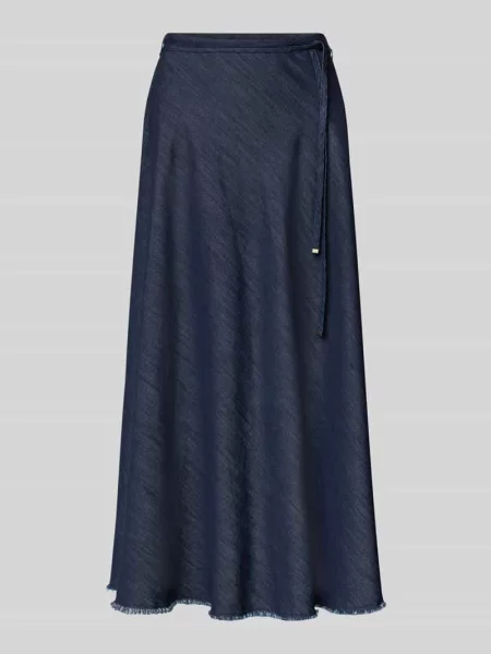 Spódnica midi z frędzlami i wiązanym Luisa Cerano granatowa
