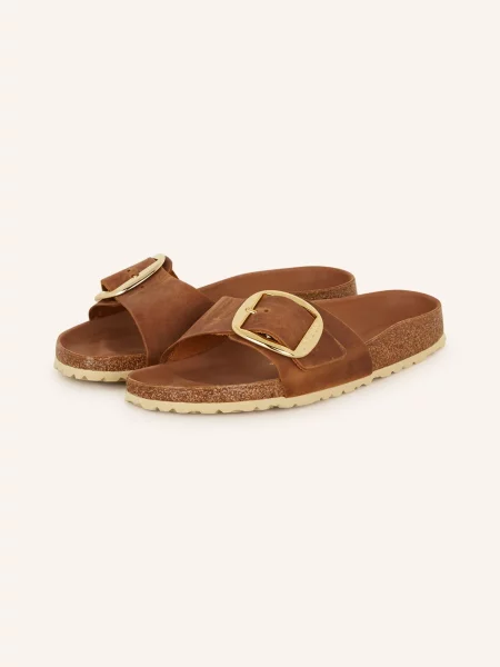 Klapki Birkenstock skórzane na sprzączkę czarne