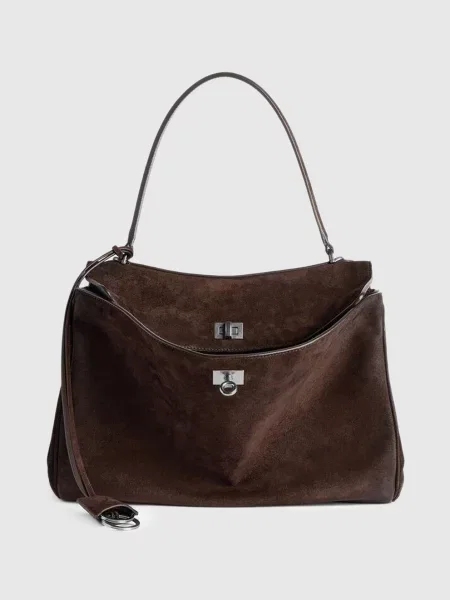 Замшева сумка Rodeo Balenciaga коричнева