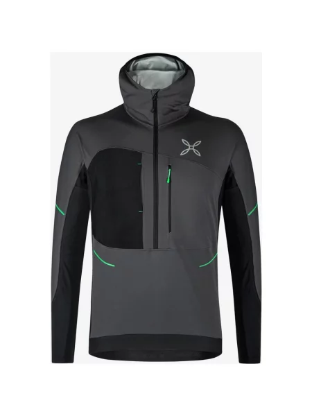 Kurtka z kapturem Montura Ritmo Polartec AirCore Half Zip ciemnoszary S czarny
