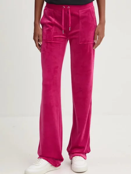 Спортен панталон Juicy Couture DEL RAY PANT с изчистен дизайн розово