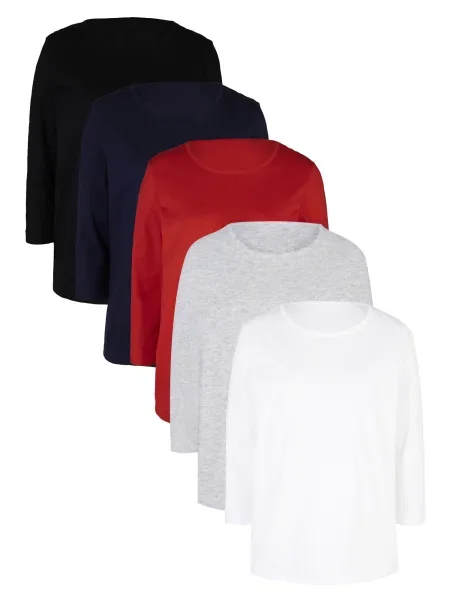 Bonprix Tricou albastru închis / gri amestecat / roșu / negru alb