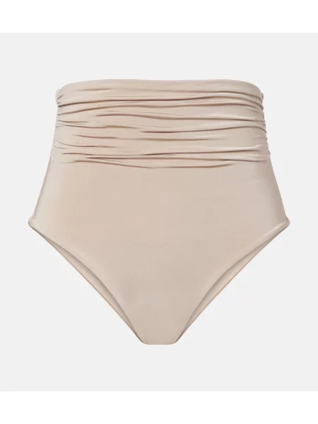 Bikini Max Mara cu talie înaltă drapate bej