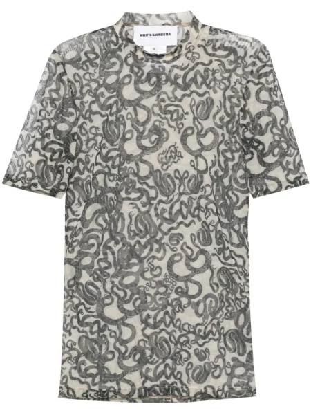 Przezroczysta koszulka Melitta Baumeister z nadrukiem w wężowy wzór