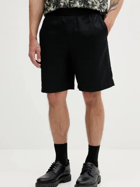 Armani Exchange pantaloni scurți din amestec de in negru