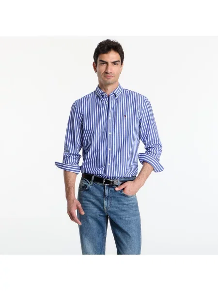 Koszula Tommy Hilfiger Flex Poplin Seasonal Stripe Shirt Wedge Blue / Stripe XL niebieska