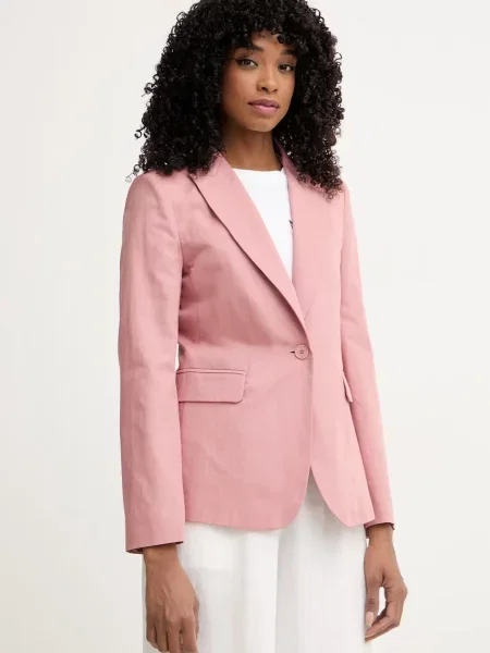 Weekend Max Mara Sacou cu un singur rând de de damă cu amestec de in ORCHE roz