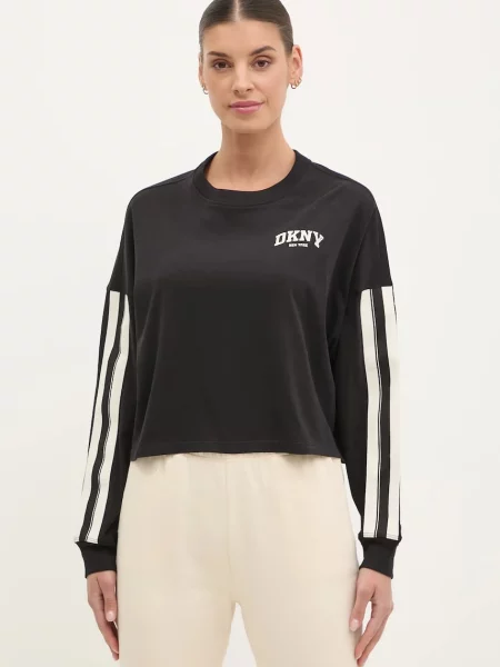 DKNY majica z dolgimi rokavi črna