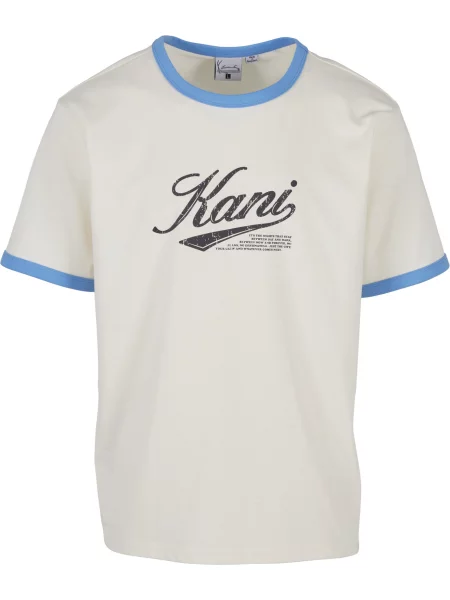 Karl Kani Tricou Cursive Varsity albastru / negru / murdar alb