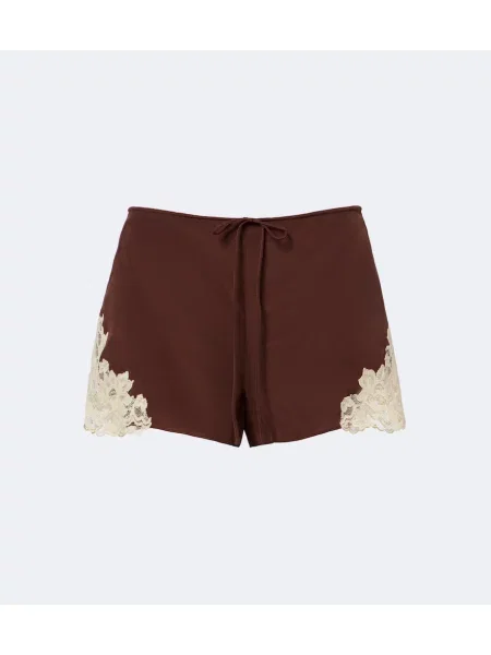 Pantaloni scurți De La Vali din dantelă maro