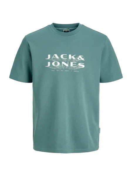 JACK & JONES Tricou JCOFUSION alb kitt / cyan / alb verde