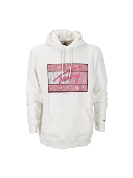 Bluza z kapturem Tommy Hilfiger z kapturem z nadrukiem klasyczna beżowa