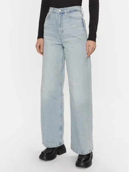 Calvin Klein Džínsy Wide Leg modrá