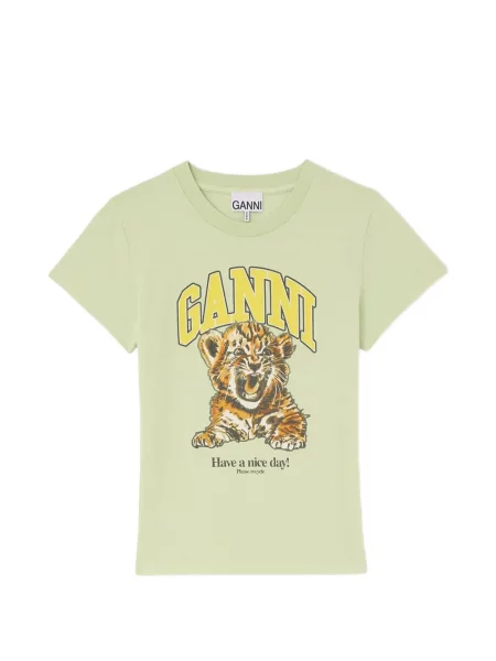 Tricou Ganni cu imagine cu dungi de tigru verde