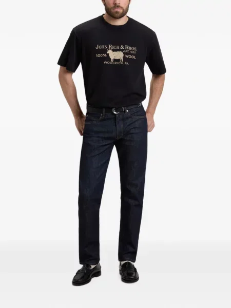 Tricou Woolrich cu imagine din jerseu negru
